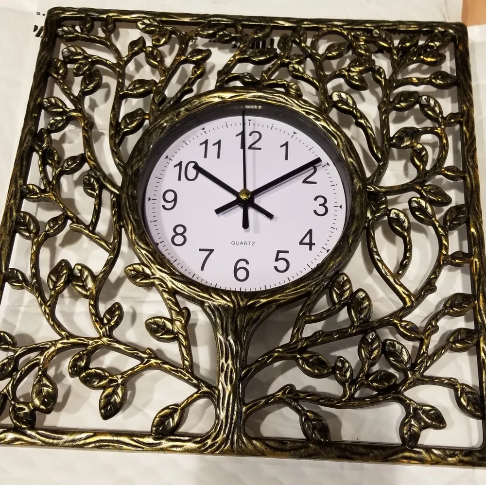 Vintage Bronze Tree Wall Clock - NWOB